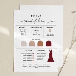 Carte d'information EVERLEIGH Maid of Honor Bridal