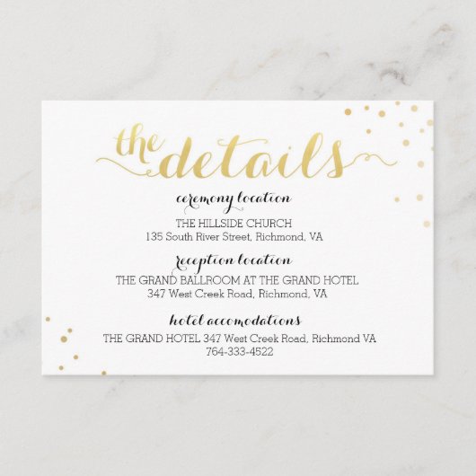 Carte d'information Faux Gold Foil (Devant)