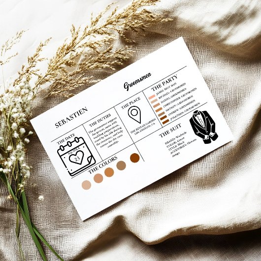 Carte d'information Groomsmen carte de proposition