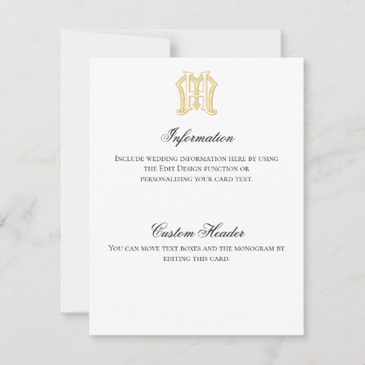 Carte d'information HM Monogram ou MH Monogram (Devant)