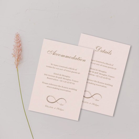 Carte d'information hôtelière pour mariage avec le