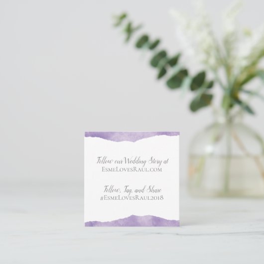 Carte d'information Mariage d'aquarelle Lavender (Debout devant)