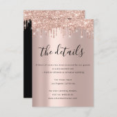 Carte d'information mariage détails Rose (Devant / Derrière)