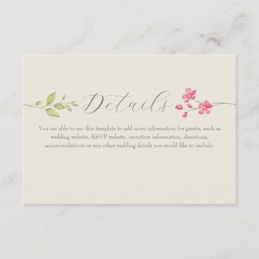Carte d'information Mariage fleur sauvage (Devant)