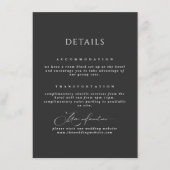 Carte d'information mariage noir typographie simpl (Devant)