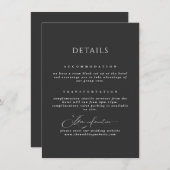 Carte d'information mariage noir typographie simpl (Devant / Derrière)