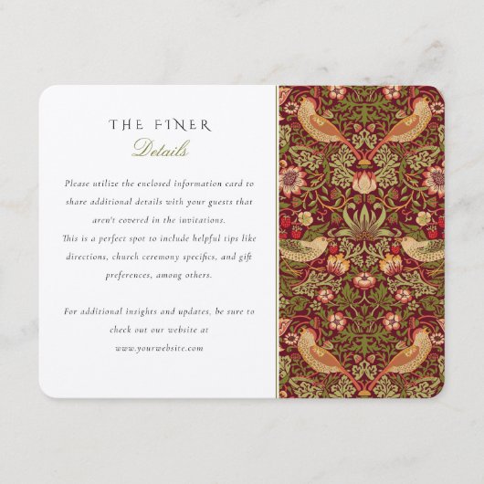 Carte d'information Mariage Strawberry Thief (Devant)