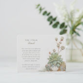 Carte d'information Mariage Succulente Vintage (Debout devant)