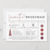 Carte d'information Maroon Bridesmaid, Guide de fê (Devant)