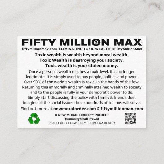 Carte d'information Max™ 50 millions 3,5 pouces x  (Dos)