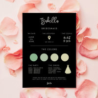 Carte d'information moderne moderne Noir Bridesmai