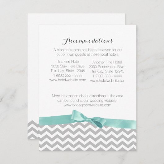 Carte d'information moderne Zigzag Motif et Bow (Devant / Derrière)