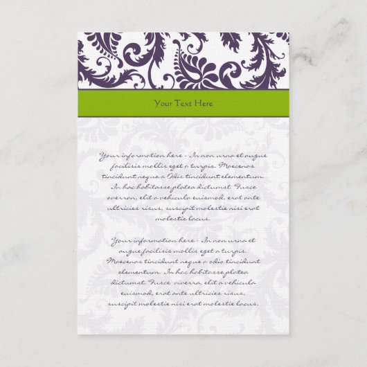 Carte d'information Monogram Lapis Purple Damask (Dos)
