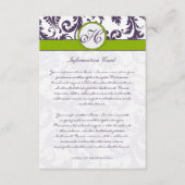 Carte d'information Monogram Lapis Purple Damask (Devant)