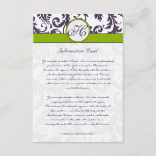 Carte d'information Monogram Lapis Purple Damask