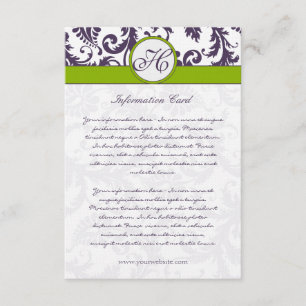 Carte d'information Monogram Lapis Purple Damask