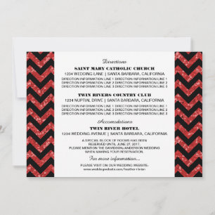 Carte d'information Paillettes Chevron Rouge