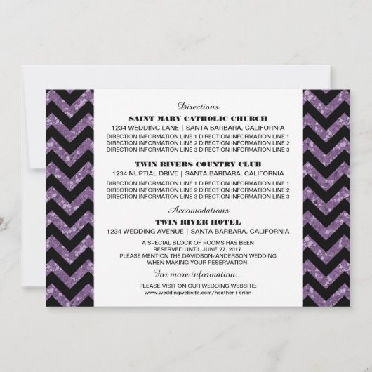 Carte d'information Paillettes Chevron Violet (Devant)