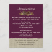 Carte d'information Pine Cones et Burlap Plum (Devant)