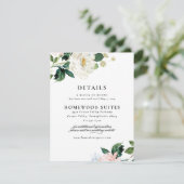 Carte d'information pour invité de mariage floral  (Debout devant)