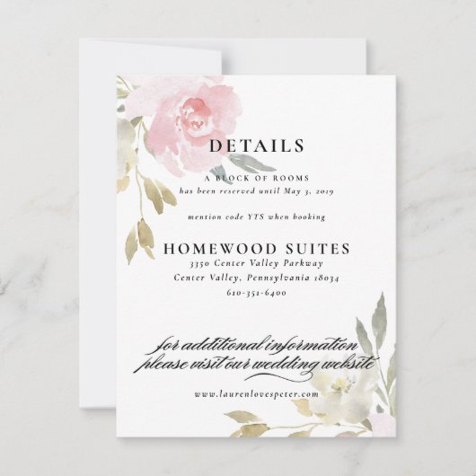 Carte d'information pour invité de mariage floral  (Devant)