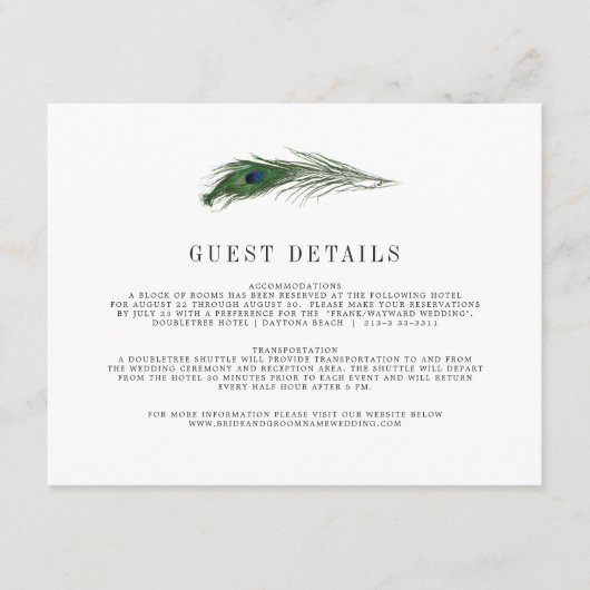 Carte d'information pour invité de mariage | Peaco (Devant)