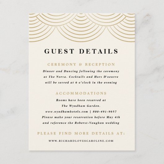 Carte d'information pour les invités avec guirland (Devant)