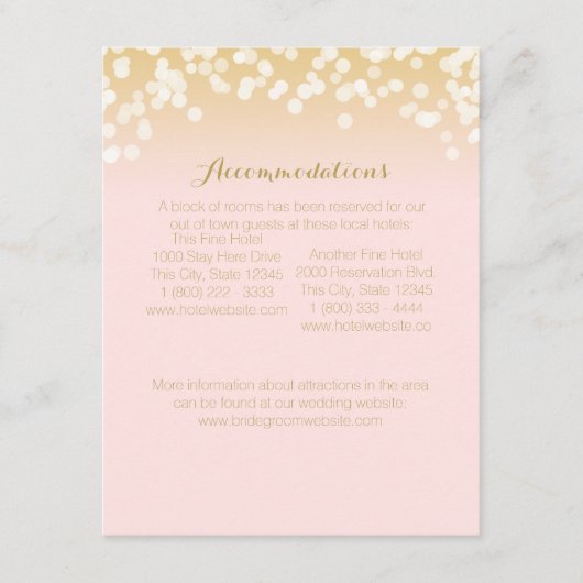 Carte d'information Rose Blush et Gold Sparkings (Devant)
