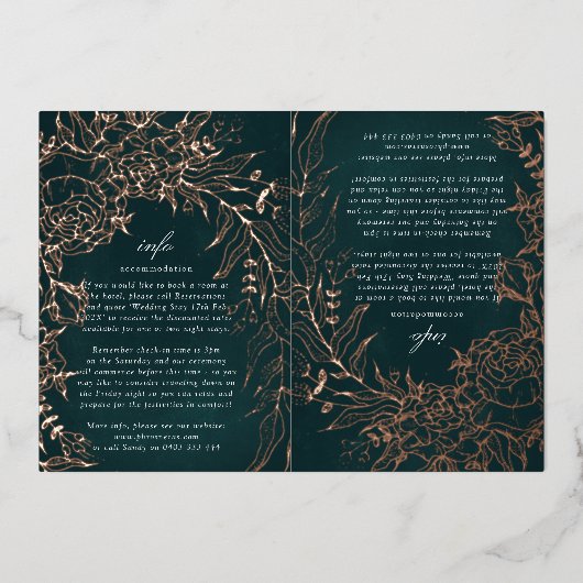 Carte d'information rose Gold Flower Emerald 2 Foi (Recto)