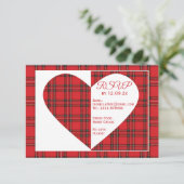 Carte d'information RSVP Red Tartan Wedding (Debout devant)