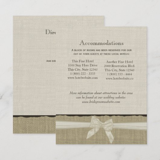 Carte d'information Russe Burlap and Bow Direction (Devant / Derrière)