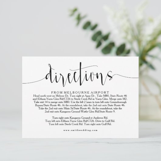 Carte d'information Rustic Mariage Directions (Debout devant)