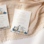 Carte d'information Rustic Watercolor Mountain Mar<br><div class="desc">Notre collection "Rustic Mountain" présente des paysages aquarellés assortis à des éléments décoratifs en tranches de bois qui créent un look sophistiqué inspiré par la nature. Le jeu de couleurs est composé de marron et de bleus muets avec une touche de vert. Toutes les informations se trouvent dans une combinaison...</div>