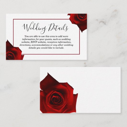 Carte d'information Rustique Campagne Roses Élégan (Devant / Derrière)