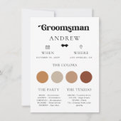 Carte d'information simple rétro pour garçon d'hon (Devant)