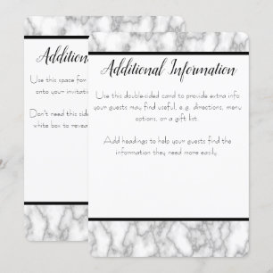 Carte d'information supplémentaire en marbre