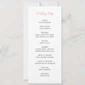 Carte d'information sur la cérémonie du Mariage du (Dos)