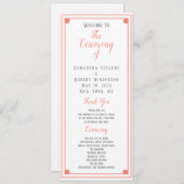 Carte d'information sur la cérémonie du Mariage du (Devant / Derrière)