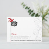 Carte d'information sur le bal masqué élégant roug (Debout devant)