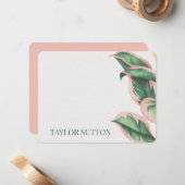 Carte d'information sur le feuillage tropical rose (Devant/Arrière en situation)