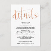 Carte d'information sur le Mariage rose Gold (Devant)