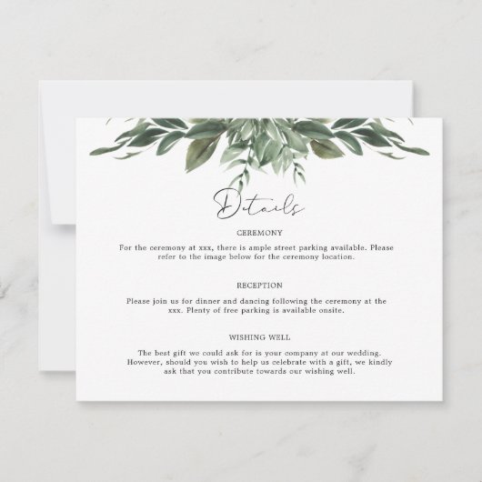 Carte d'information sur les détails de feuilles de (Devant)