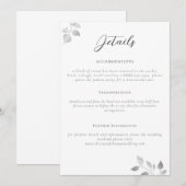 Carte d'information sur les détails de mariage au (Devant / Derrière)