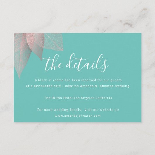 Carte d'information sur les détails du mariage (Devant)