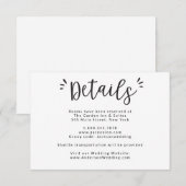 Carte d'information sur les détails du mariage et (Devant / Derrière)