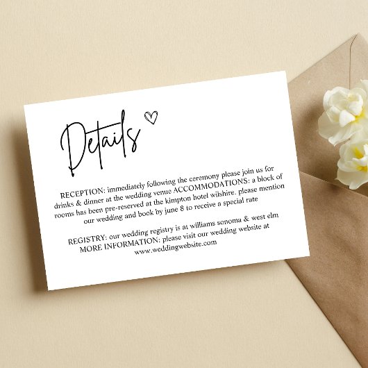 Carte d'information sur les détails du mariage min