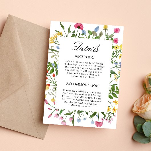 Carte d'information sur les détails du mariage Mod