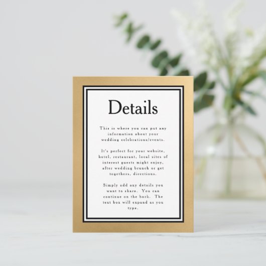 Carte d'information sur les détails du mariage mod (Debout devant)