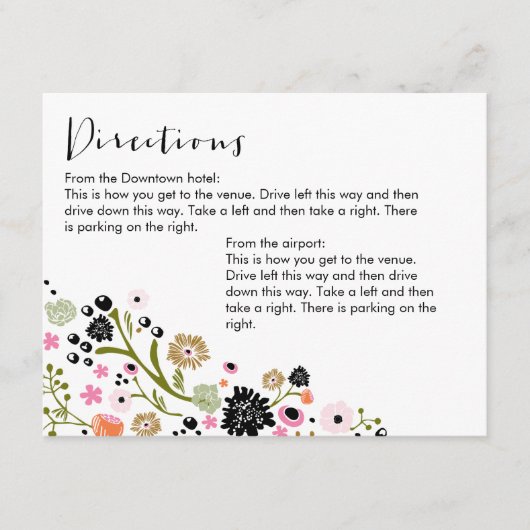 Carte d'information sur les directions florales Pr (Devant)