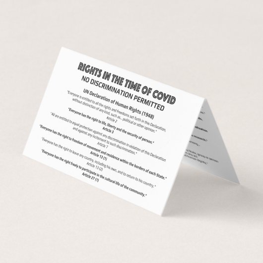 Carte d'information sur les droits de l'homme "No  (Devant)